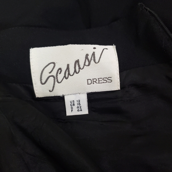 Vintage Scaasi black dress off the shoulder with skinny strap side boning 12 - Picture 12 of 12